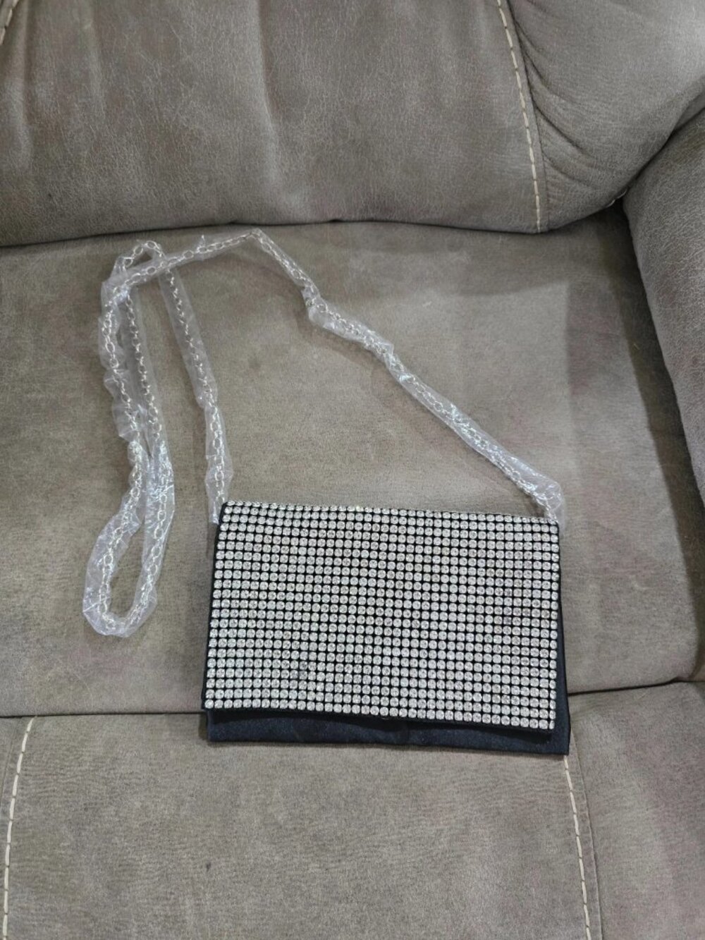 New Beaded Clutch w/Strap Wedding Formal Glamour Diamond Handbag Prom